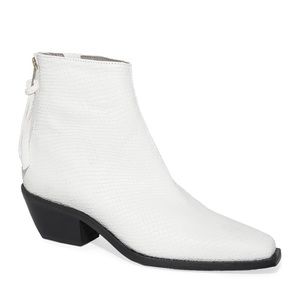 ALL SAINTS LENORA SNAKE EMBOSSED LEATHER WHITE BOOTIES NWT SZ 9